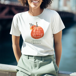 Thanksgiving Dinner Orange Pumpkin Autumn Floral T-Shirt