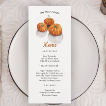 Thanksgiving Dinner Painted Pumpkins Menu
