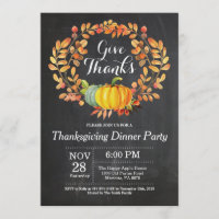 Thanksgiving Dinner Party Fall Autumn Chalkboard