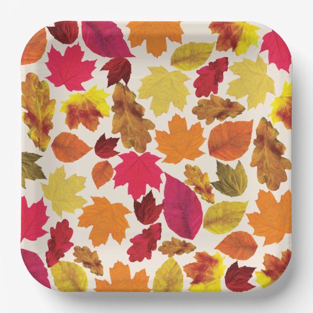 Thanksgiving Dinner Party Fall Colours Leaves Paper Plate (Front)