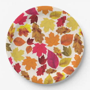 Thanksgiving Dinner Party Fall Colours Leaves Paper Plate