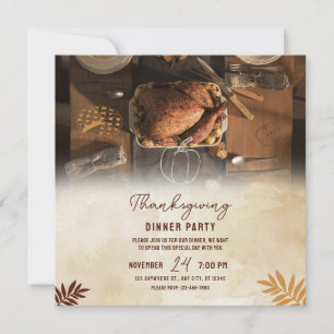 Thanksgiving Dinner Party Friendsgiving Autumn Invitation