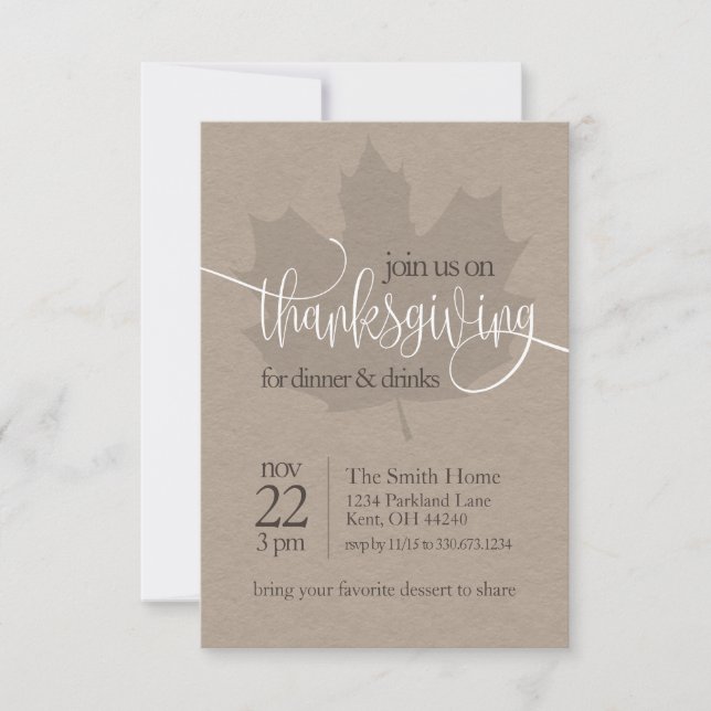 Thanksgiving Dinner Party Invitation (Front)