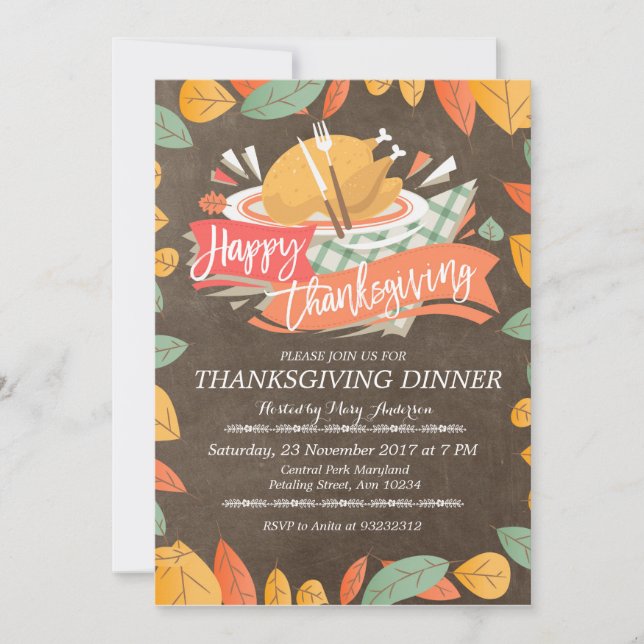 Thanksgiving Dinner Party Invitation (Front)