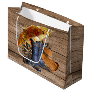 Thanksgiving Dinner Party Orange Rustic Vintage Large Gift Bag