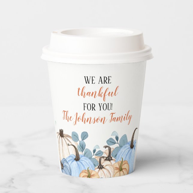Thanksgiving Dinner Party Personalize Name Paper Cups (Back)