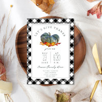 Thanksgiving Dinner Plaid Pumpkin Gourd Leaves