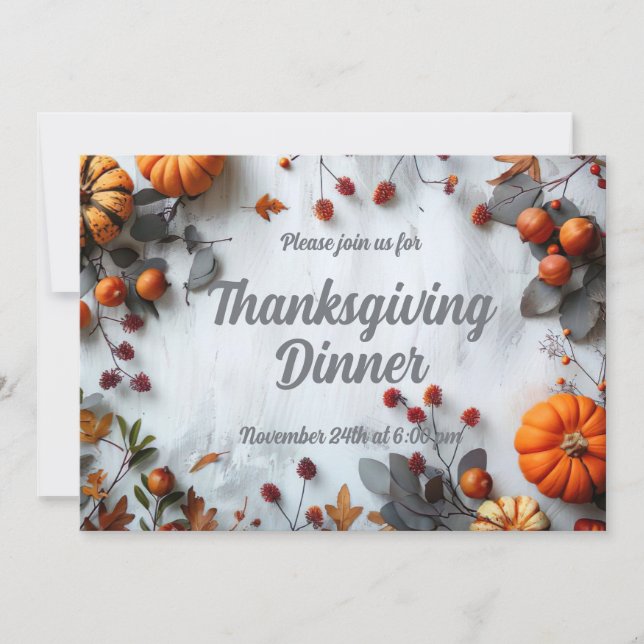 Thanksgiving Dinner Pumpkin Invitation  (Front)