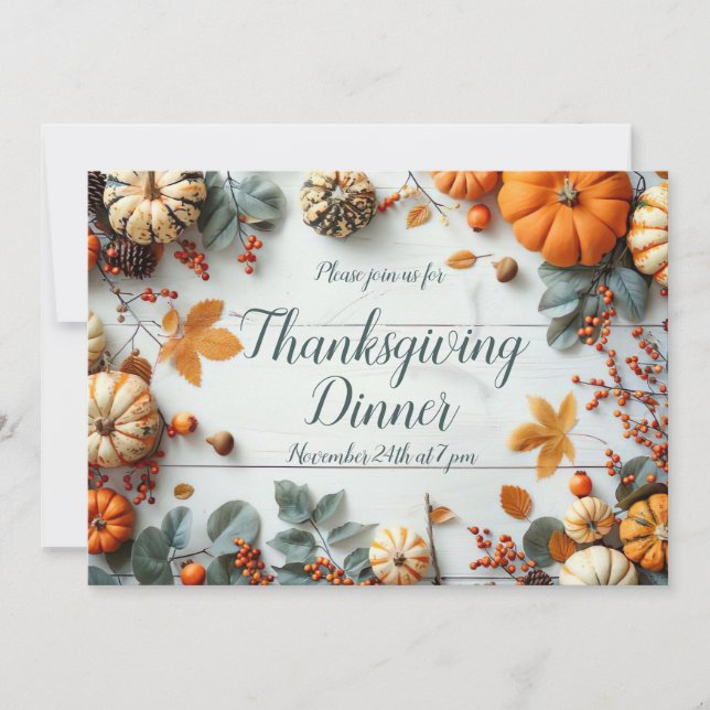 Thanksgiving Dinner Pumpkin Invitation  (Front)