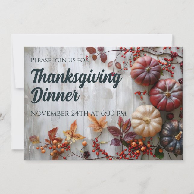 Thanksgiving Dinner Pumpkin Invitation (Front)