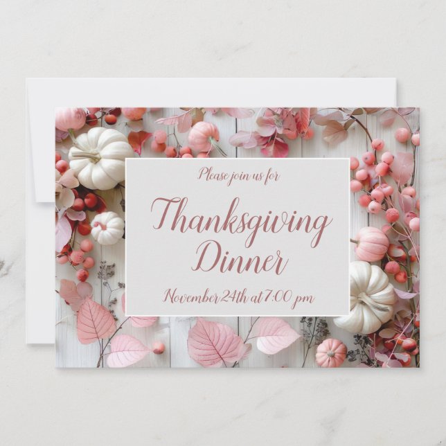 Thanksgiving Dinner Pumpkin Invitation  (Front)
