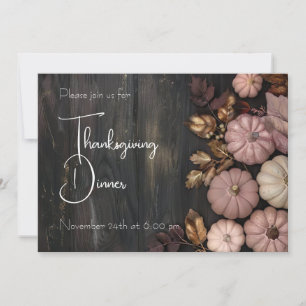 Thanksgiving Dinner Pumpkin Invitation Rustic