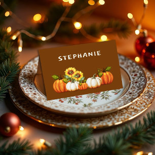 Thanksgiving Dinner Pumpkins Folded Place Cards