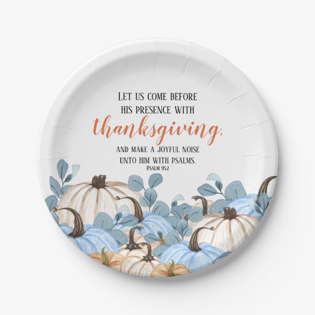 Thanksgiving Dinner Scripture Pumpkin Patch Paper Plate (Front)