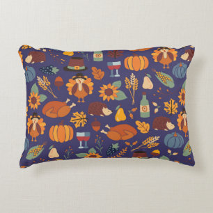 Thanksgiving dinner seamless vintage pattern with accent pillow