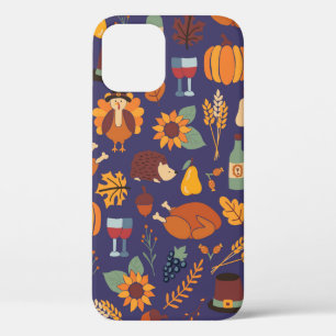 Thanksgiving dinner seamless vintage pattern with iPhone 12 case