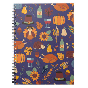Thanksgiving dinner seamless vintage pattern with notebook