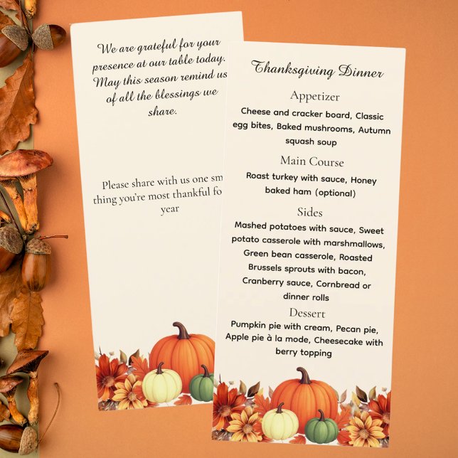 Thanksgiving dinner Thankful Message Menu (Creator Uploaded)