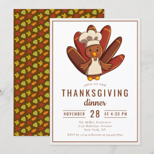 Thanksgiving Dinner Turkey Chef Invitation