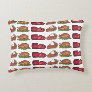 Thanksgiving Dinner Turkey Cranberry Pie Foods Decorative Pillow