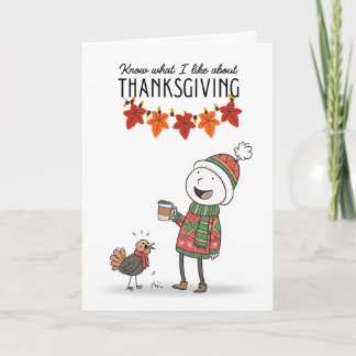Thanksgiving Doodle Card with Coffee & Turkey