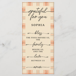 Thanksgiving Double Sided Menu & Place Card Plaid