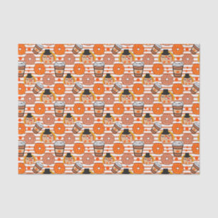 Thanksgiving Doughnuts and Coffee Fall Orange Stri Tissue Paper