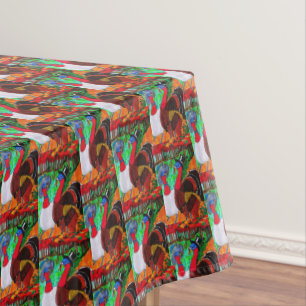 THANKSGIVING DRESSED TURKEYS table cloth