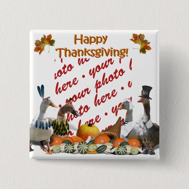 Thanksgiving Ducks 2 Inch Square Button (Front)