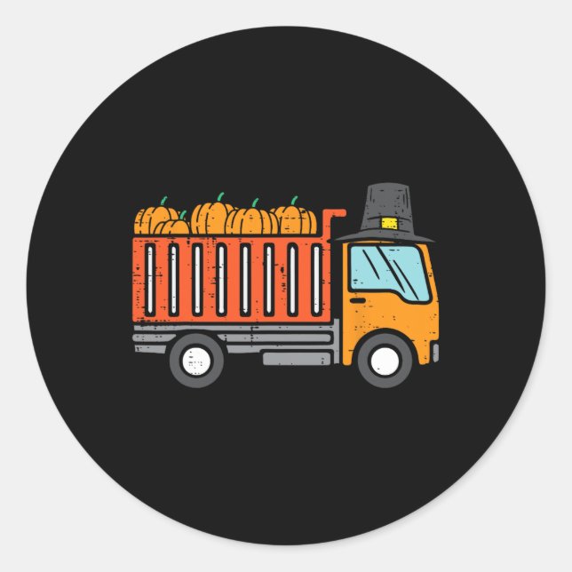 Thanksgiving Dump Truck Pumpkin Fall Autumn Toddle Classic Round Sticker (Front)