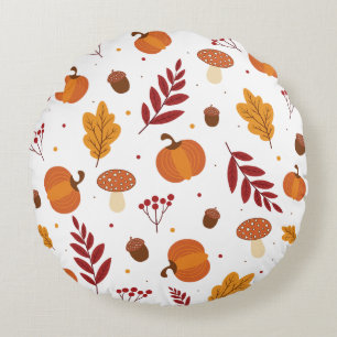 Thanksgiving Elements Round Pillow