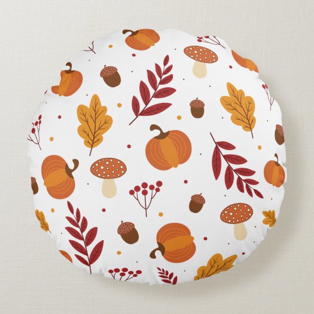 Thanksgiving Elements Round Pillow (Front)