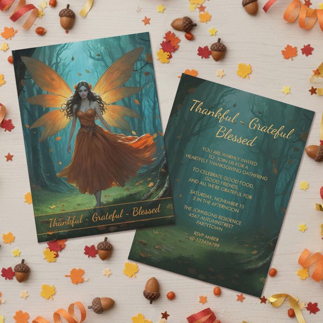 Thanksgiving Enchanted Autumn Fairy Party Invitation (Creator Uploaded)