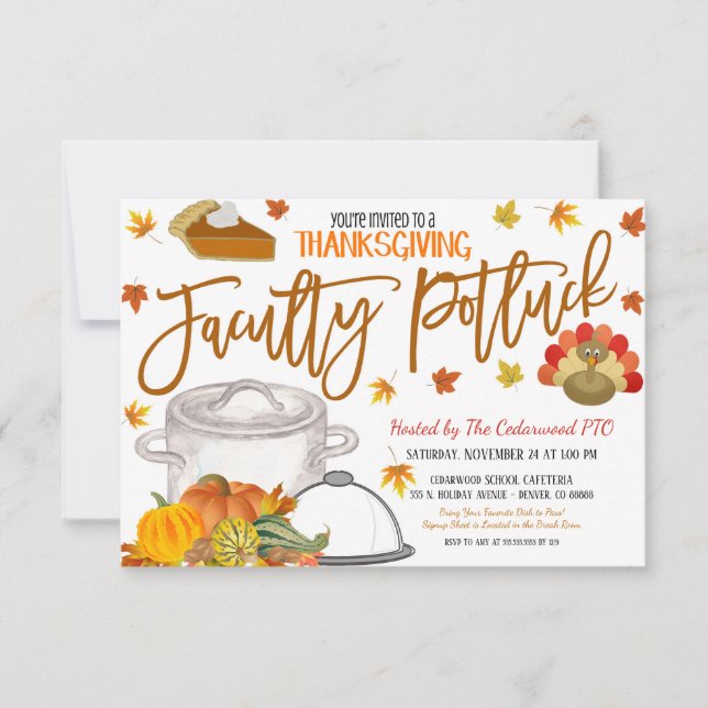 Thanksgiving Faculty Potluck Invitation (Front)