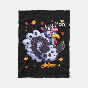 Thanksgiving Fake Turkey Moo Cow Head Funny Fall  Fleece Blanket
