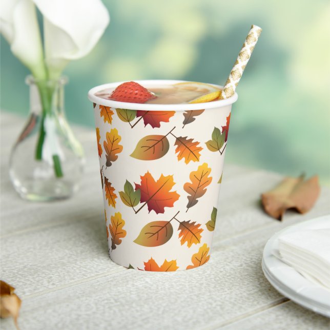 Thanksgiving Fall / Autumn Colourful Leaves Patter Paper Cups (Insitu)