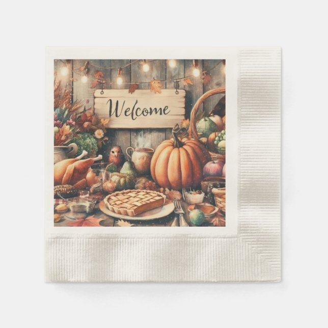 Thanksgiving/Fall/Autumn/Vintage  Napkin (Front)
