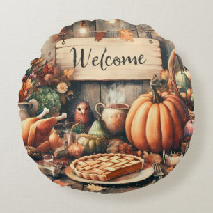 Thanksgiving/Fall/Autumn/Vintage Round Pillow