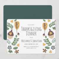 Thanksgiving Fall Dinner Party Greenery Acorn Leaf
