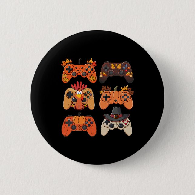 Thanksgiving Fall Gaming Controllers Turkey Funny  2 Inch Round Button (Front)