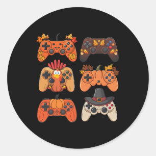 Thanksgiving Fall Gaming Controllers Turkey Funny Classic Round Sticker