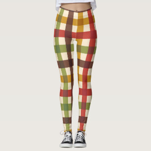 Thanksgiving Fall Gingham Plaid Tartan Leggings