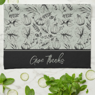 Thanksgiving Fall Harvest Give Thanks Kitchen Towel