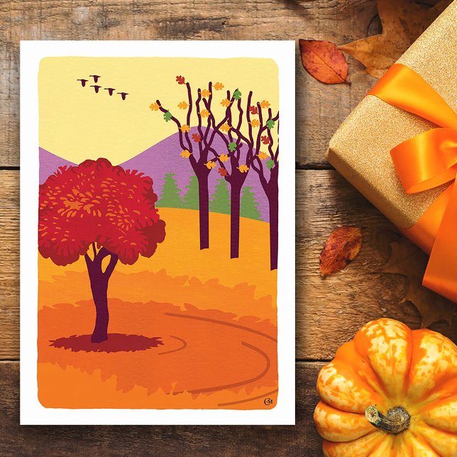 Thanksgiving Fall Landscape Trees Card (Creator Uploaded)