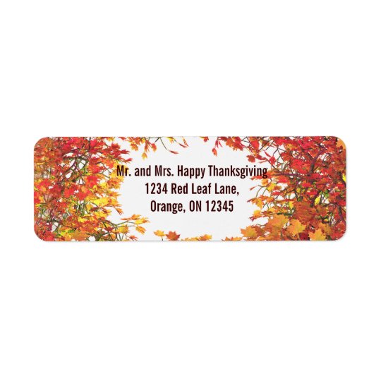 Thanksgiving Fall Leaf Circle Return Address Label
