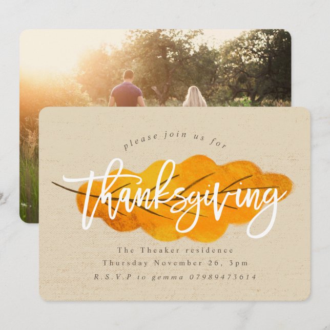 THANKSGIVING FALL LEAF INVITATION (Front/Back)