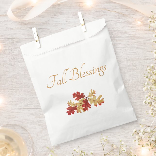 Thanksgiving Fall Leaves Autumn Rustic  Favour Bag (Clipped)