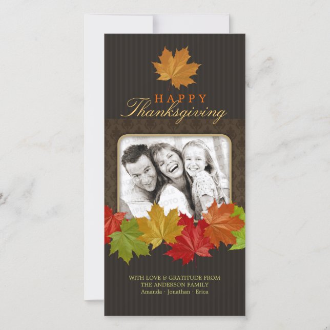 Thanksgiving Fall Leaves photo card (Front)