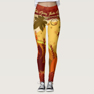 Thanksgiving Fall Leggings Feuilles VOTRE NOM