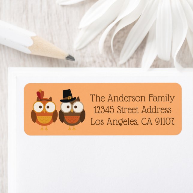 Thanksgiving Fall Owls Return Address Labels (Insitu)
